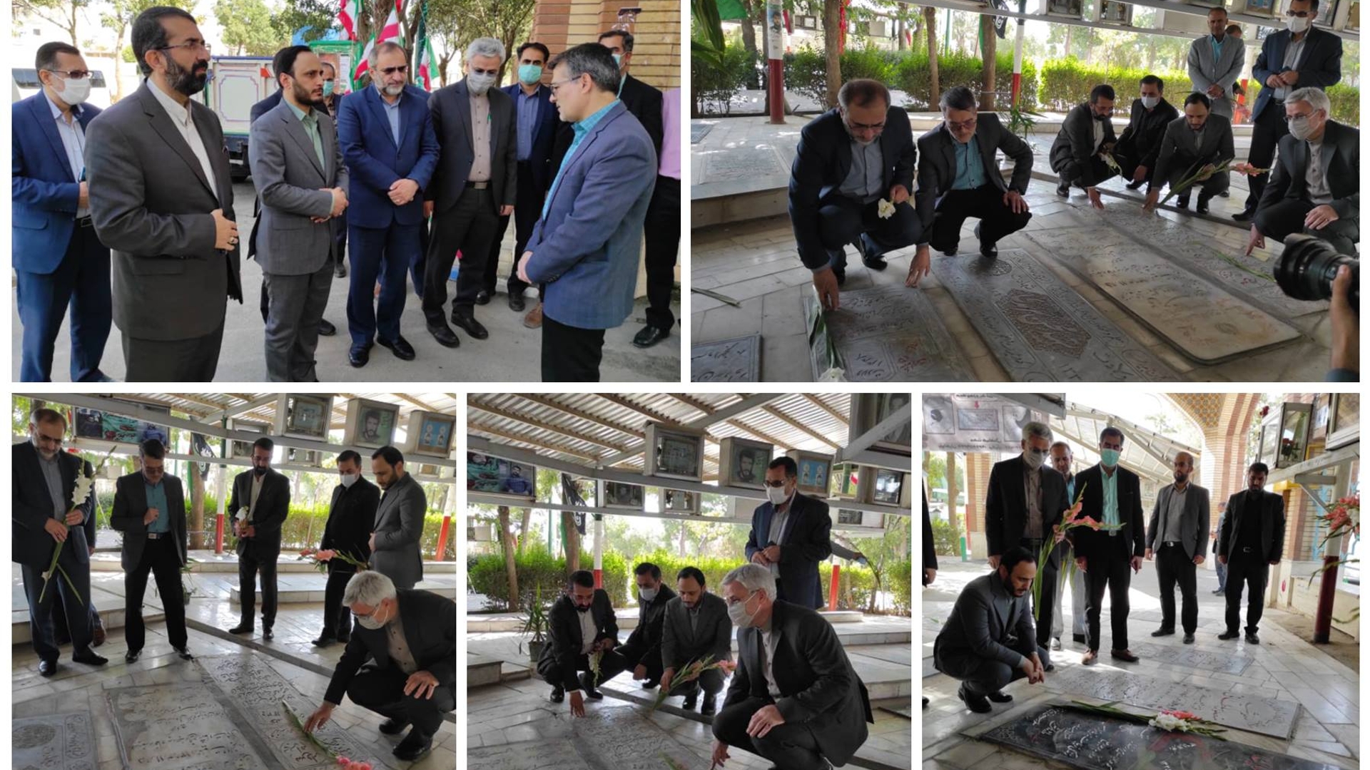 قبور مطهر شهدای شهرستان خمین بمناسبت هفته دولت گلباران شد