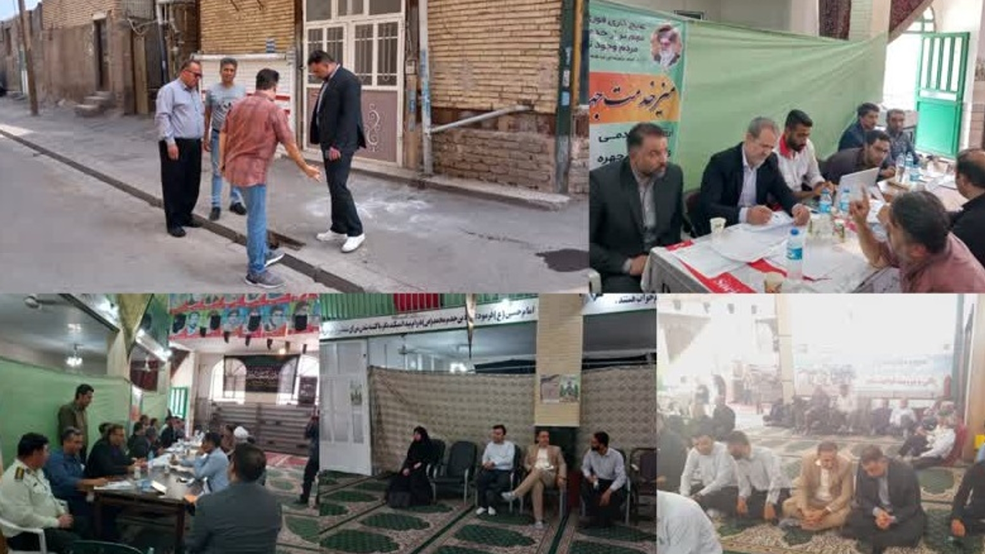 حضور میز خدمت ادارات مربوطه در مراسم نماز جمعه شهرستان زرندیه شهر پرندک