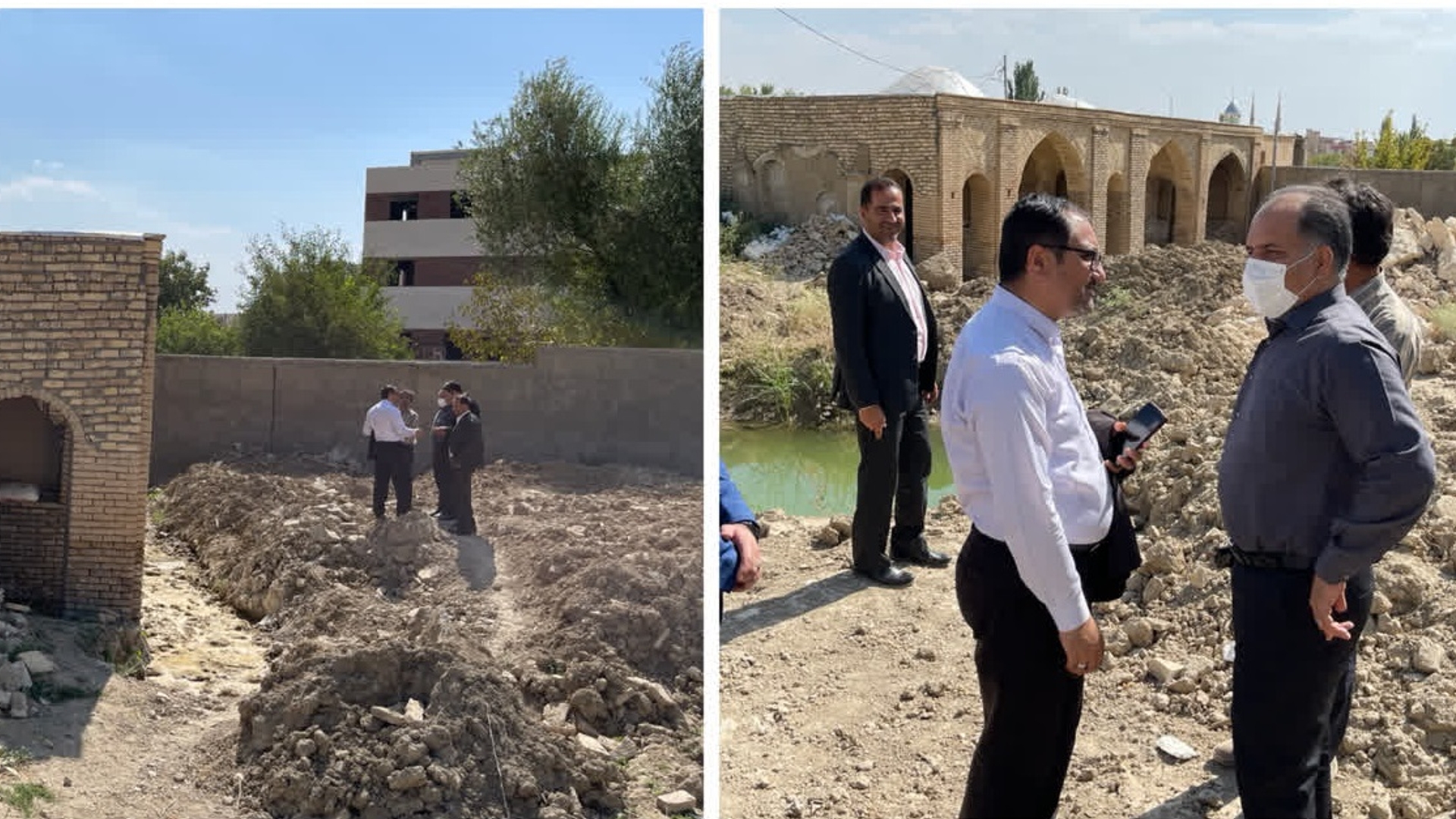 بازدید فرماندار و بخشدار مرکزی کمیجان و مدیرکل میراث فرهنگی، گردشگری و صنایع دستی استان از روند بازسازی مدرسه تاریخی میرزا اصغر رجیل