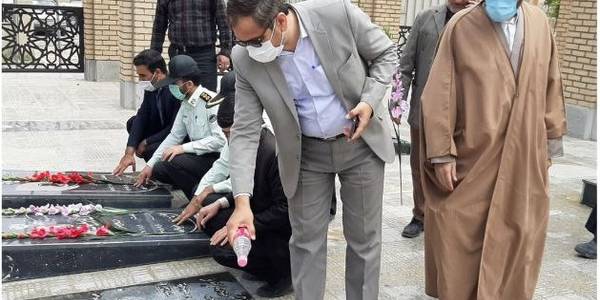 غبار روبی و گل افشانی گلزار مطهر شهداء و دیدار با امام جمعه محترم میلاجرد به مناسبت هفته کار و کارگر