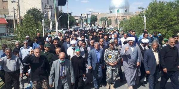 راهپیمایی مردم شهرستان خنداب در محکومیت آشوبگران