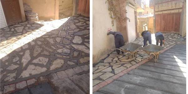 بتن ریزی مسلح، طراحی و اجرای سنگفرش، بهسازی معابر و پیاده روهای روستای هدف گردشگری وفس