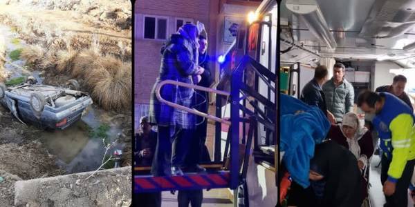 واژگونی پژو ۴۰۵ با ۸ مصدوم در محور خنداب- میلاجرد