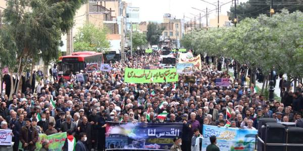 راهپیمایی مردم نجیب و انقلابی شهرستان ساوه درروز جهانی قدس