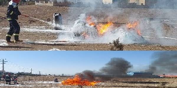 مانور پدافند شیمیایی و اطفاء حریق در شهرک صنعتی شهرستان دلیجان.