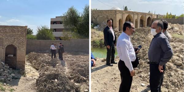 بازدید فرماندار و بخشدار مرکزی کمیجان و مدیرکل میراث فرهنگی، گردشگری و صنایع دستی استان از روند بازسازی مدرسه تاریخی میرزا اصغر رجیل