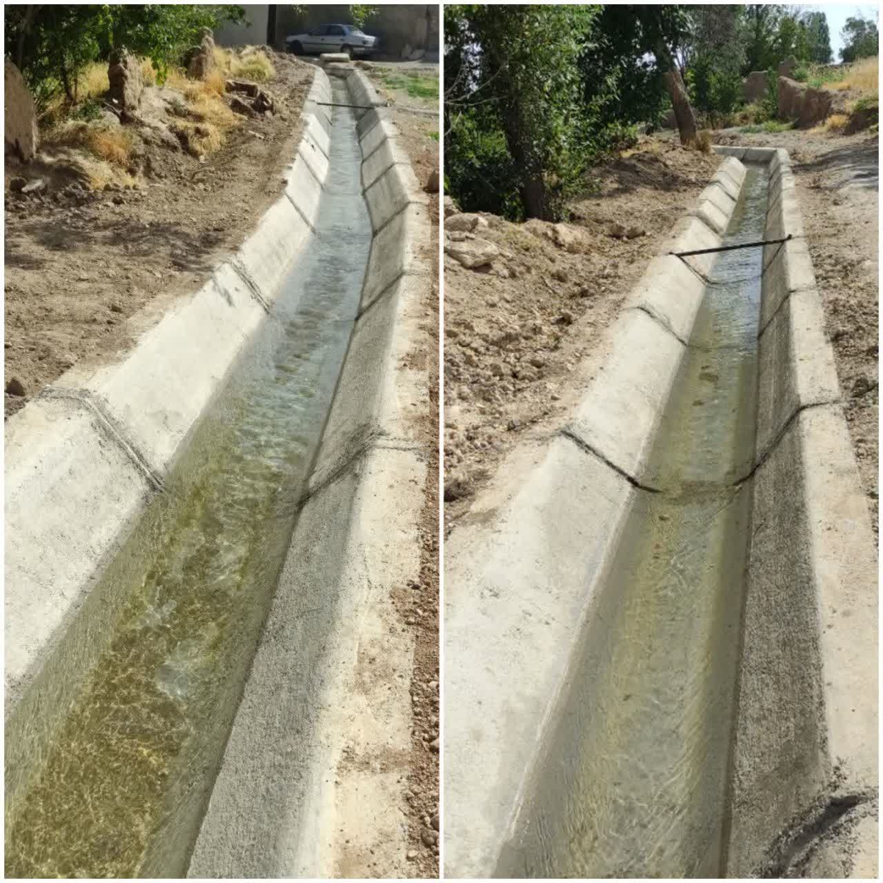 عملیات اجرای کانال بتنی روستای سمقاور شهرستان کمیجان