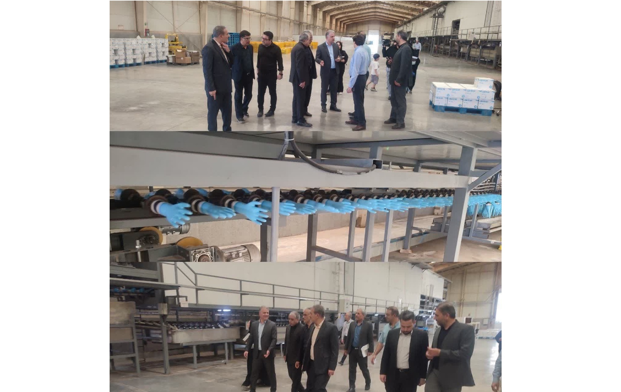 بازدید مسئولان استان مرکزی از شرکت تولید دستکش لاستیکی در شهرک صنعتی مامونیه